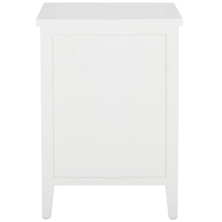 White Wood Woven Viola 2-Drawer End Table