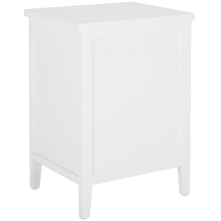 White Wood Woven Viola 2-Drawer End Table