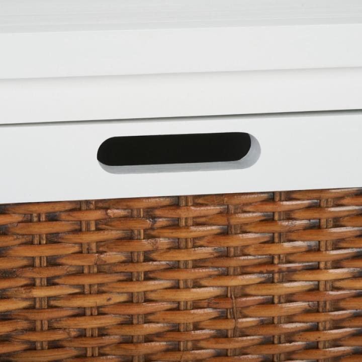 White Wood Woven Viola 2-Drawer End Table