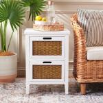 White Wood Woven Viola 2-Drawer End Table