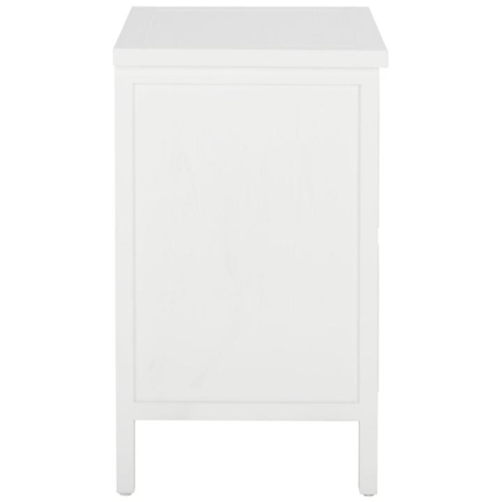 White Wood Woven Viola 2-Drawer End Table