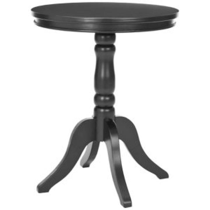 Black Wood Round Vienna Pedestal Side Table
