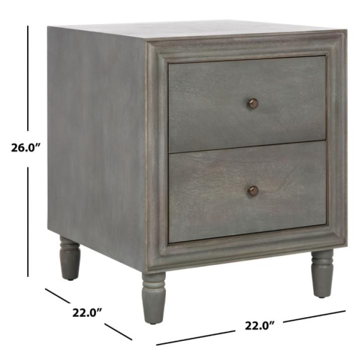 Ash Gray Wood Polly 2-Drawer End Table
