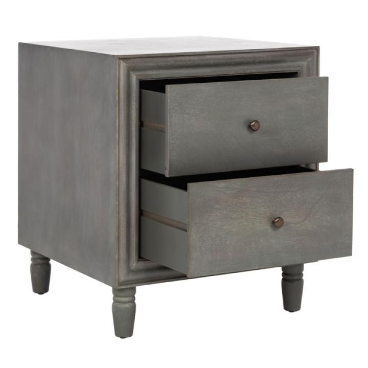 Ash Gray Wood Polly 2-Drawer End Table