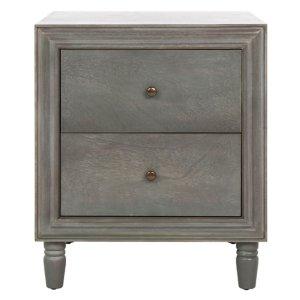 Ash Gray Wood Polly 2-Drawer End Table