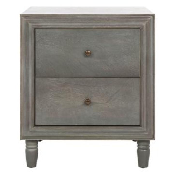 Ash Gray Wood Polly 2-Drawer End Table