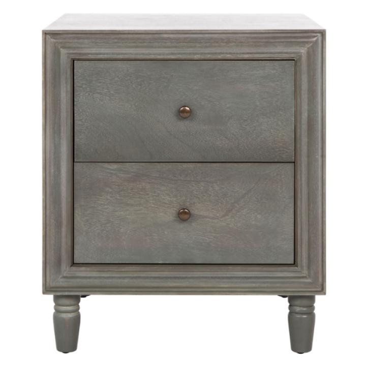 Ash Gray Wood Polly 2-Drawer End Table