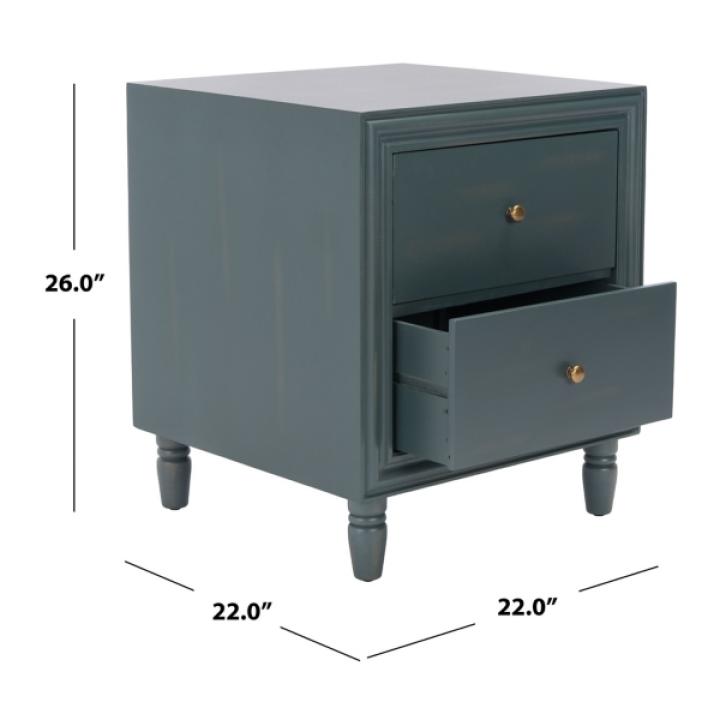 Teal Wood Polly 2-Drawer End Table