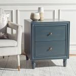 Teal Wood Polly 2-Drawer End Table