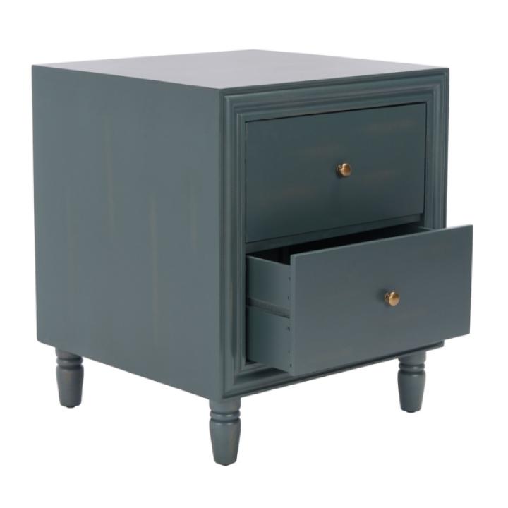 Teal Wood Polly 2-Drawer End Table