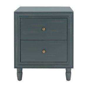 Teal Wood Polly 2-Drawer End Table