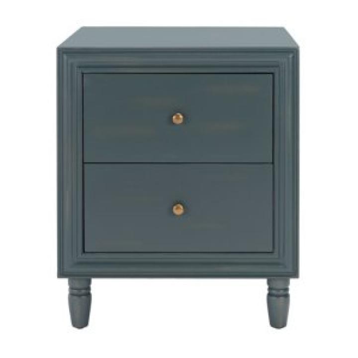 Teal Wood Polly 2-Drawer End Table