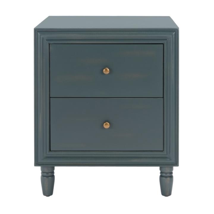 Teal Wood Polly 2-Drawer End Table