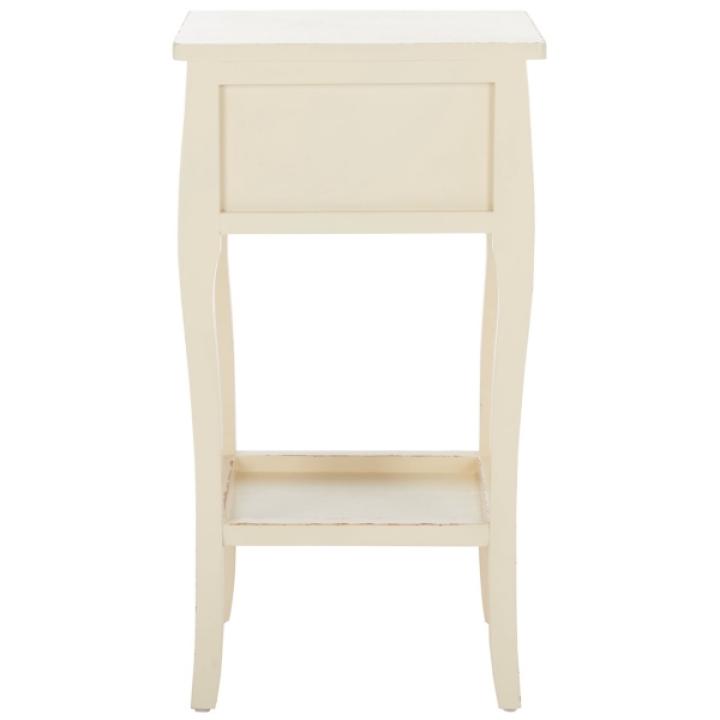Vintage Cream Wood Frieda End Table