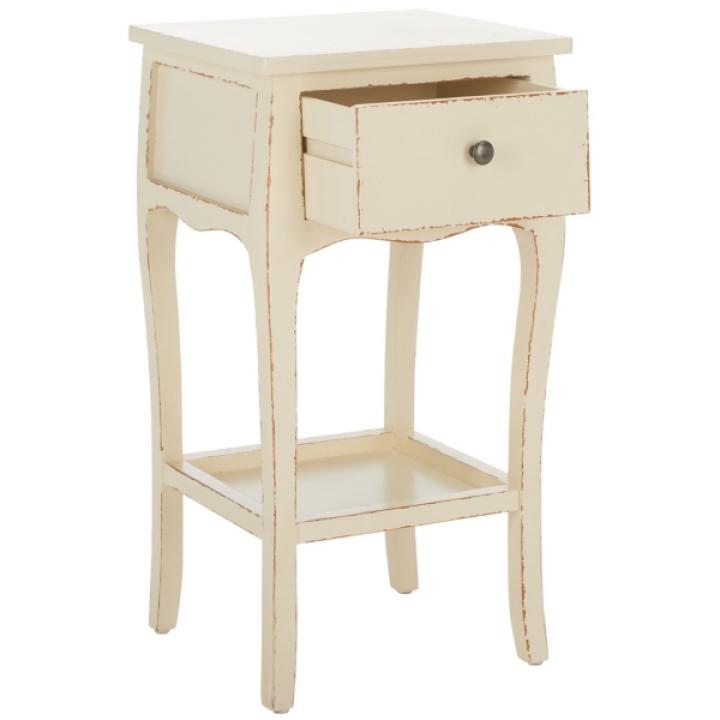 Vintage Cream Wood Frieda End Table