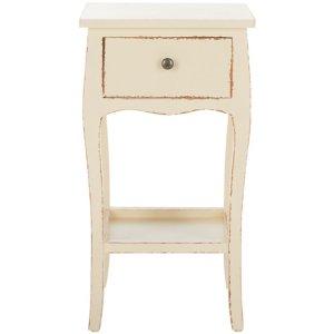 Vintage Cream Wood Frieda End Table