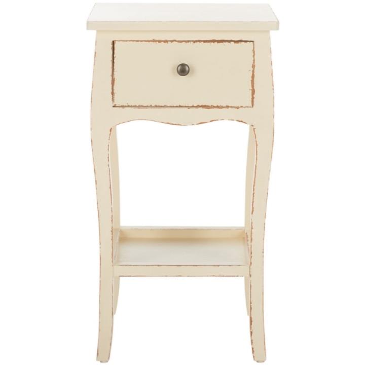Vintage Cream Wood Frieda End Table
