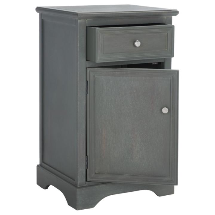 Ash Gray Wood Mita Storage End Table