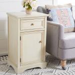Cream Wood Mita Storage End Table