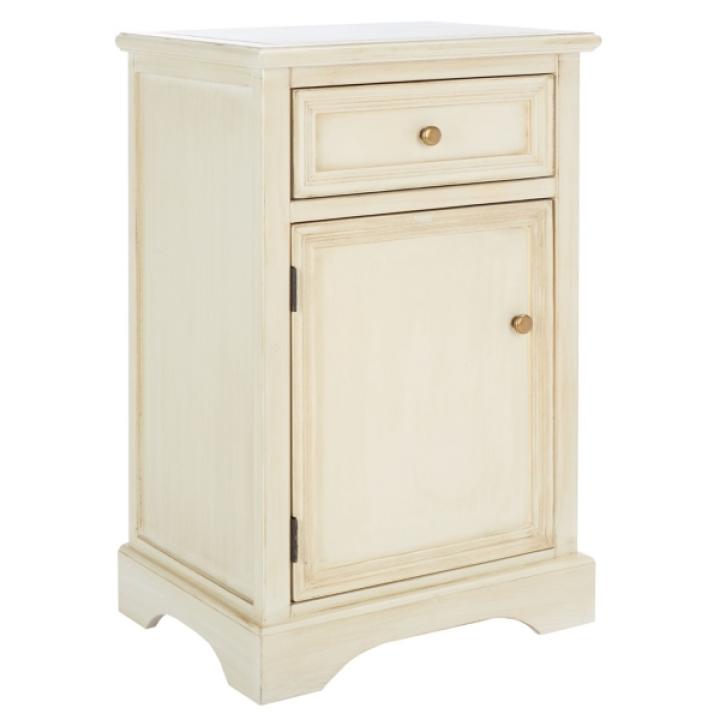 Cream Wood Mita Storage End Table