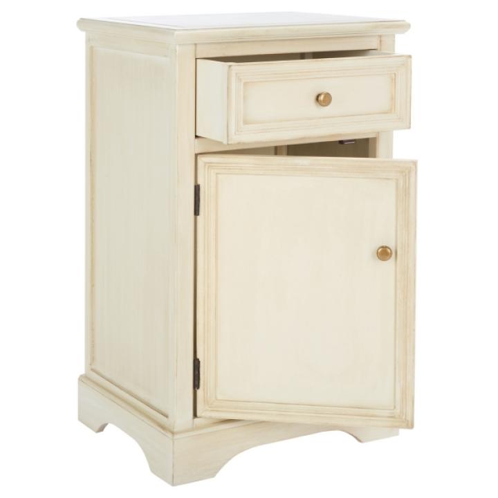 Cream Wood Mita Storage End Table