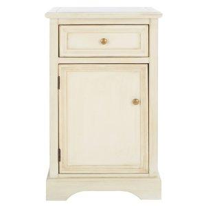 Cream Wood Mita Storage End Table