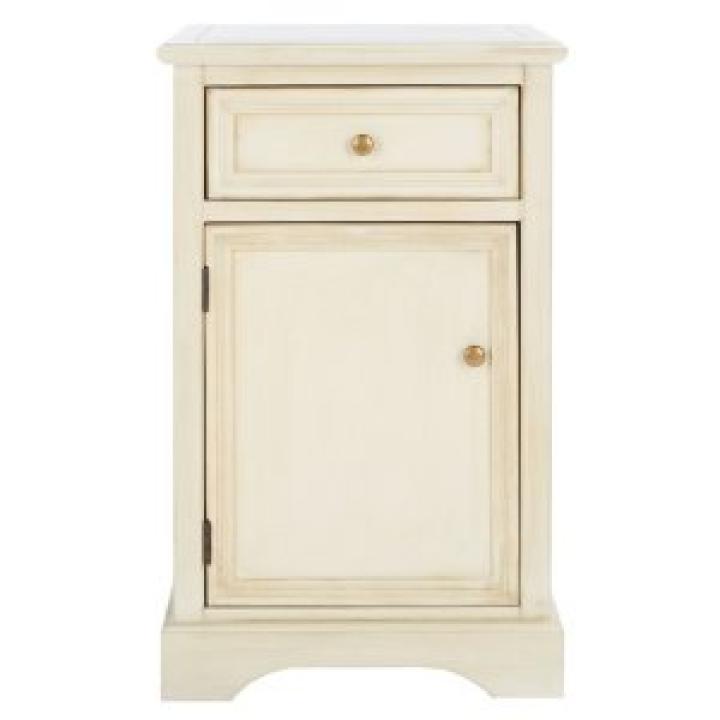 Cream Wood Mita Storage End Table