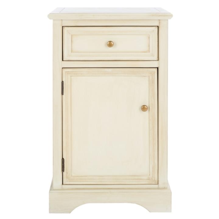 Cream Wood Mita Storage End Table