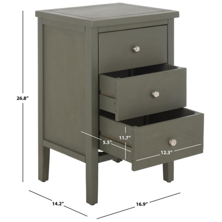 Ash Gray Wood 3-Drawer Denise End Table