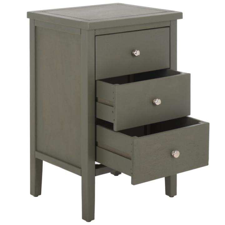 Ash Gray Wood 3-Drawer Denise End Table