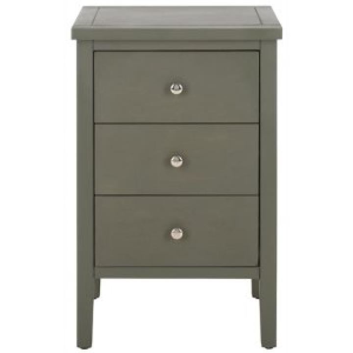 Ash Gray Wood 3-Drawer Denise End Table