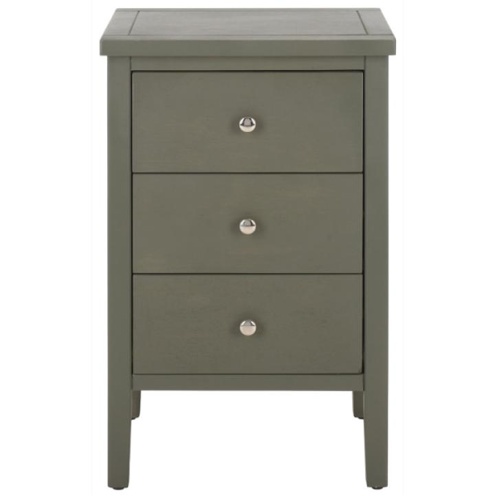 Ash Gray Wood 3-Drawer Denise End Table