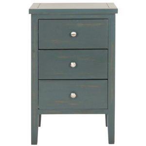 Teal Wood 3-Drawer Denise End Table