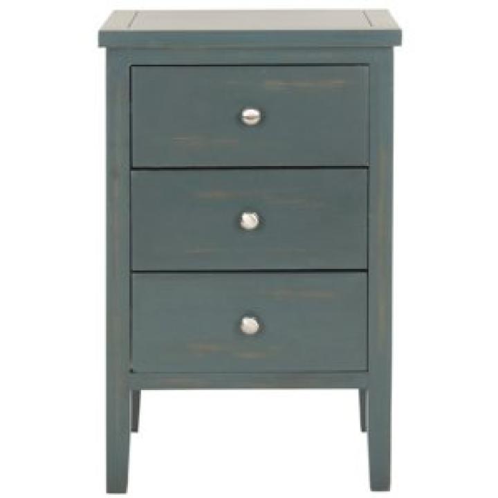 Teal Wood 3-Drawer Denise End Table