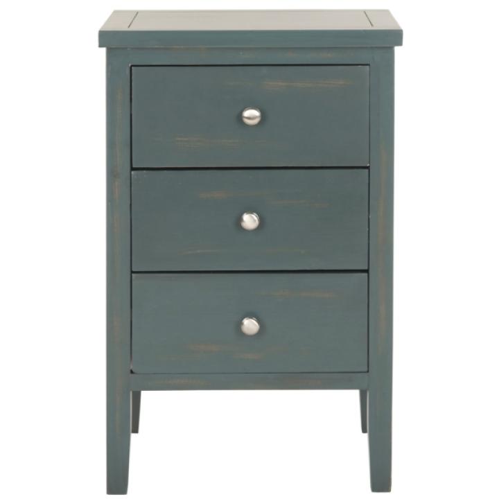 Teal Wood 3-Drawer Denise End Table