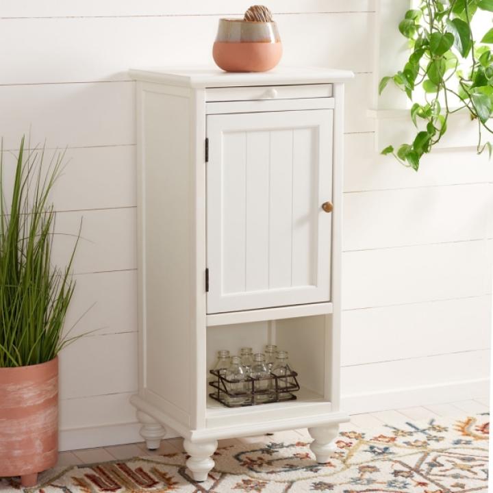 White Wood Bead Board Daya End Table