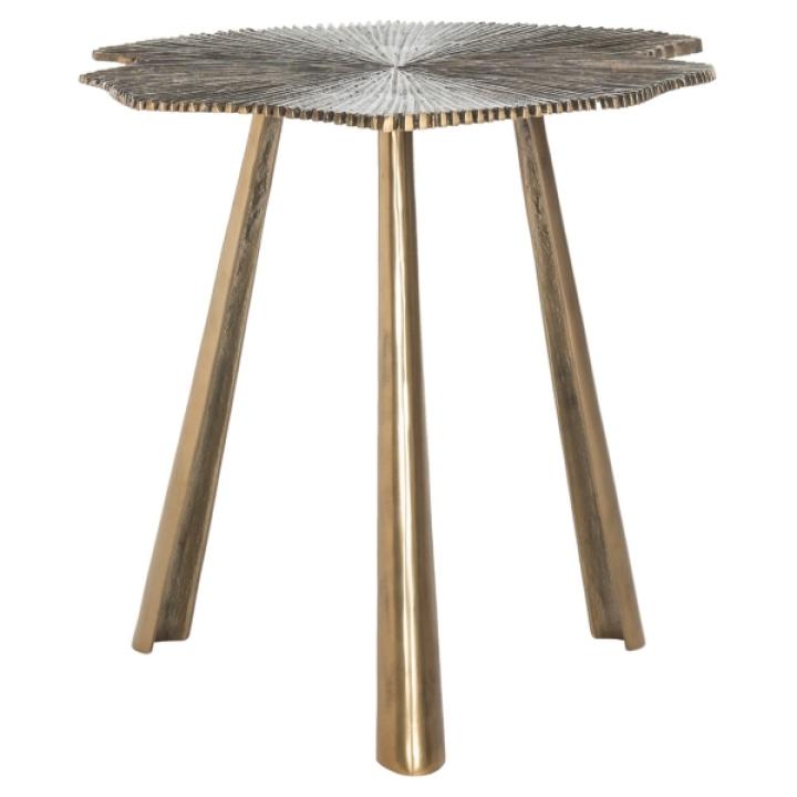 Brass Metal Leaf Mabelle Accent Table