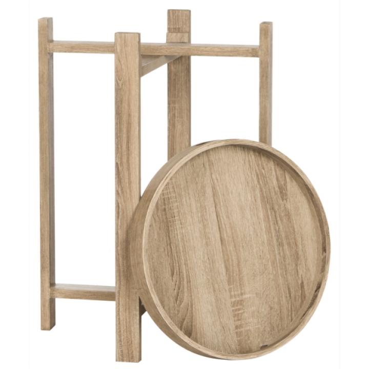 Graywash Round Tray Top Side Table