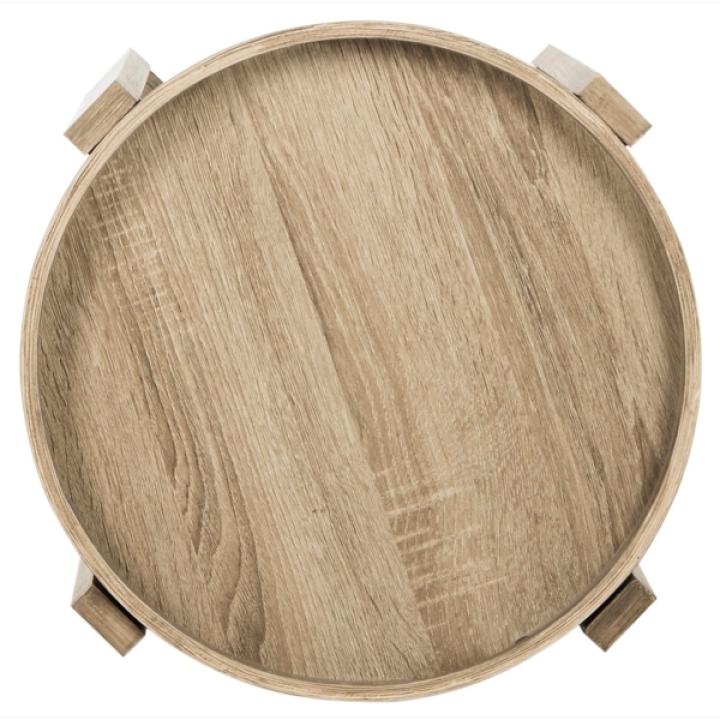 Graywash Round Tray Top Side Table