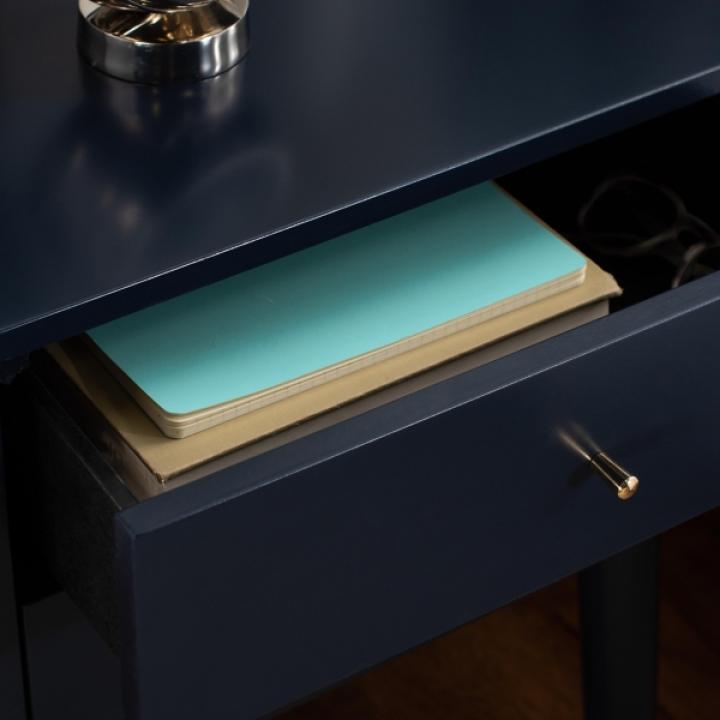 Navy Blue Wood 2-Drawer Katie End Table