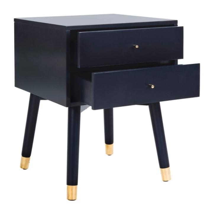 Navy Blue Wood 2-Drawer Katie End Table