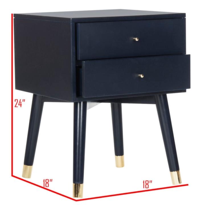 Navy Blue Wood 2-Drawer Katie End Table
