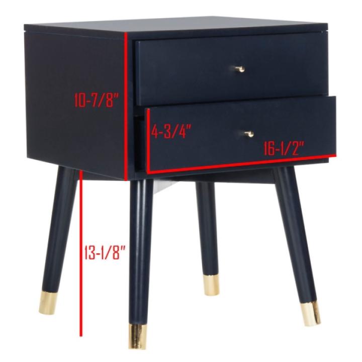 Navy Blue Wood 2-Drawer Katie End Table