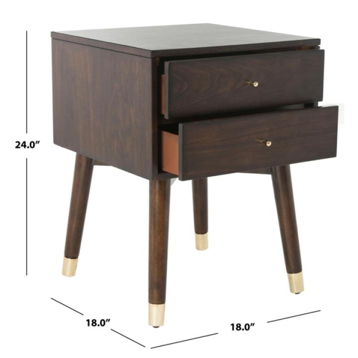 Walnut Wood 2-Drawer Katie End Table