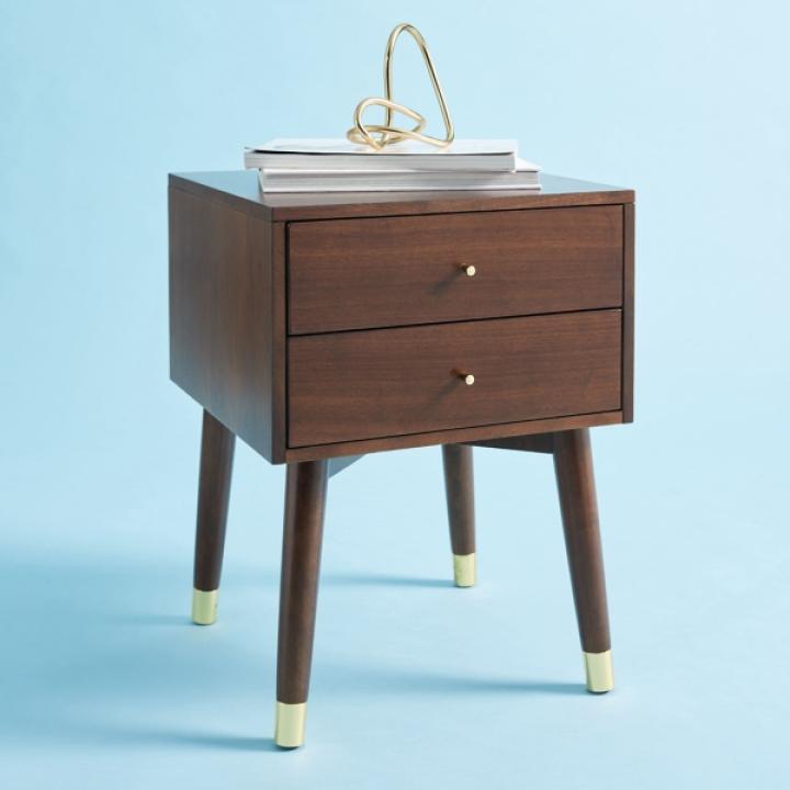 Walnut Wood 2-Drawer Katie End Table