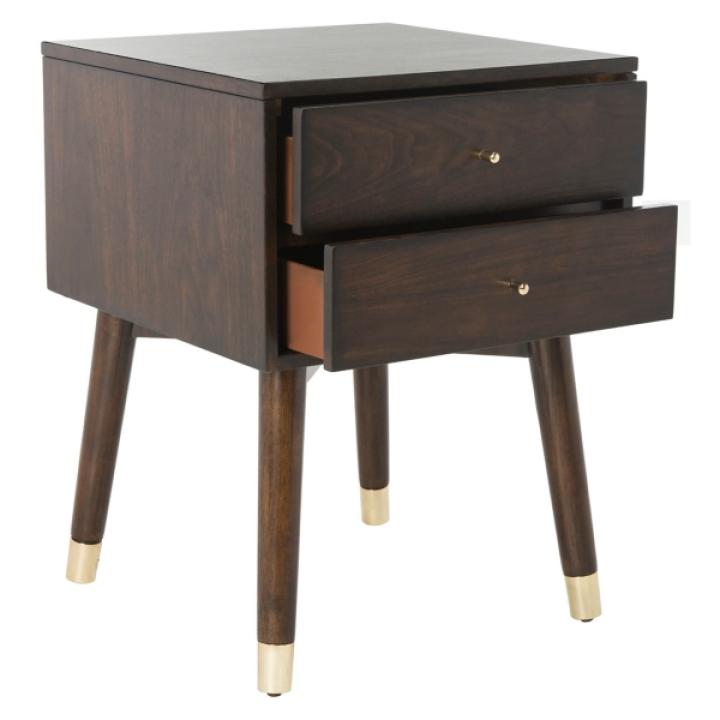Walnut Wood 2-Drawer Katie End Table