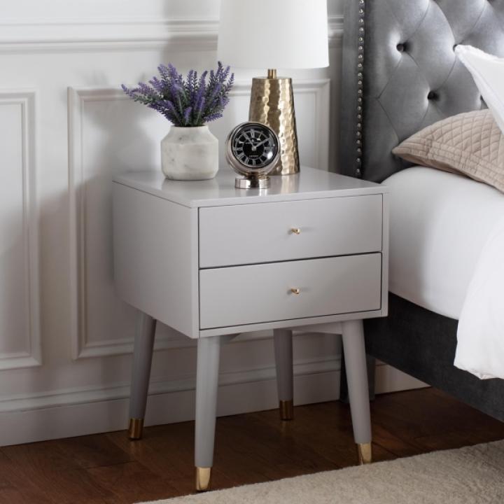 Gray Wood 2-Drawer Katie End Table