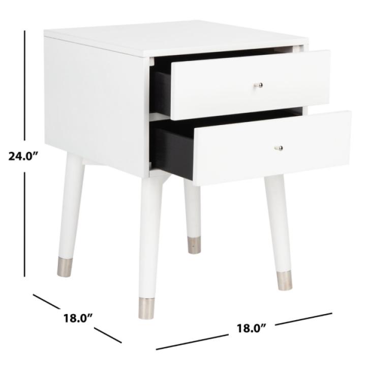 White Wood 2-Drawer Katie End Table