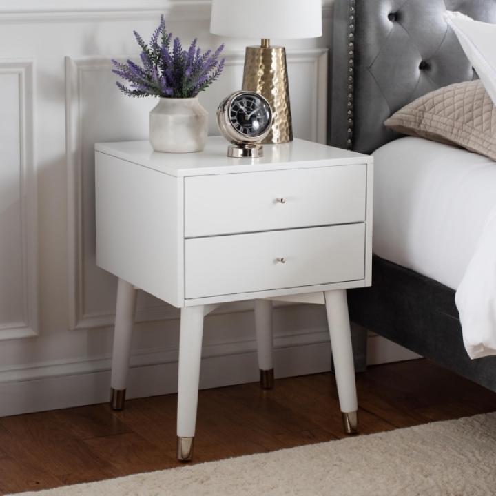 White Wood 2-Drawer Katie End Table