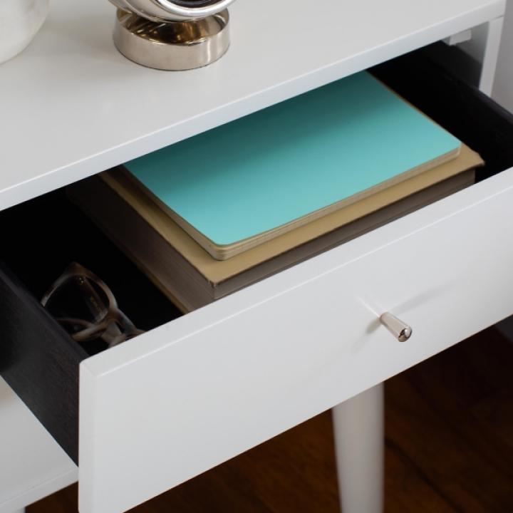 White Wood 2-Drawer Katie End Table